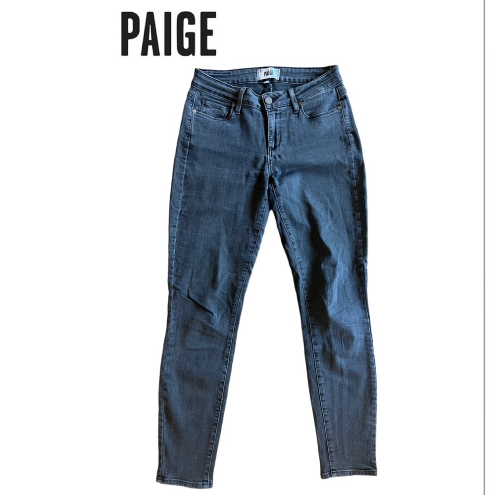 PAIGE Verdugo Ankle Jeans Denim Size 27 Gray Light Black MidRise Stretch Classic